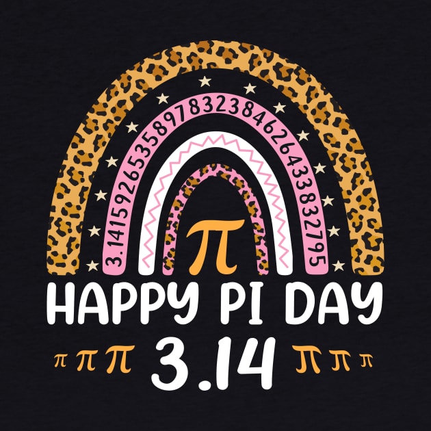 Happy Pi Day, Spiral Pi Math Teacher 3.14 Leopard Rainbow by artbyhintze